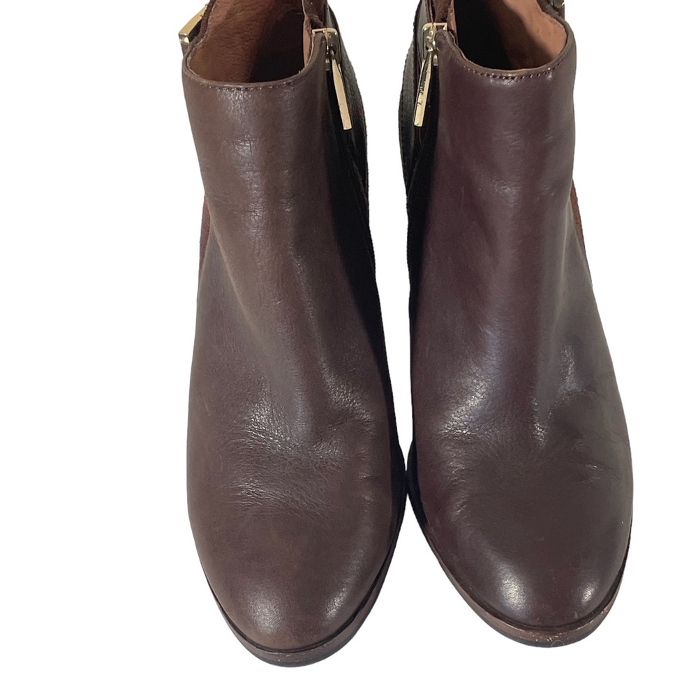 Louise et Cie “Vasca” Leather Suede Buckle Detail Block Heel Bootie Size 7M - Picture 11 of 13